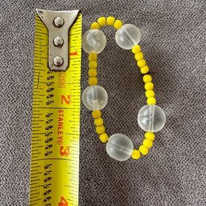 Yellow and Clear Glass Beaded Bracelet